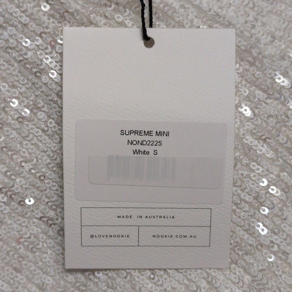 Nookie Supreme Mini White Sequins Bodycon Crisscross Straps Cutout S New - Picture 12 of 13
